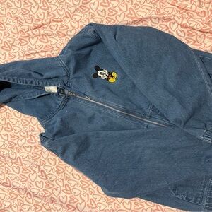 Denim Mickey Mouse Zip Hoodie - Blue with Yellow Accent
